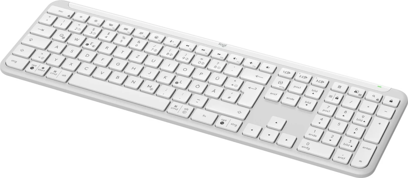 Tipkovnica polne velikosti, brezžična (RF + Bluetooth), QWERTZ, bela Logitech 920-012452