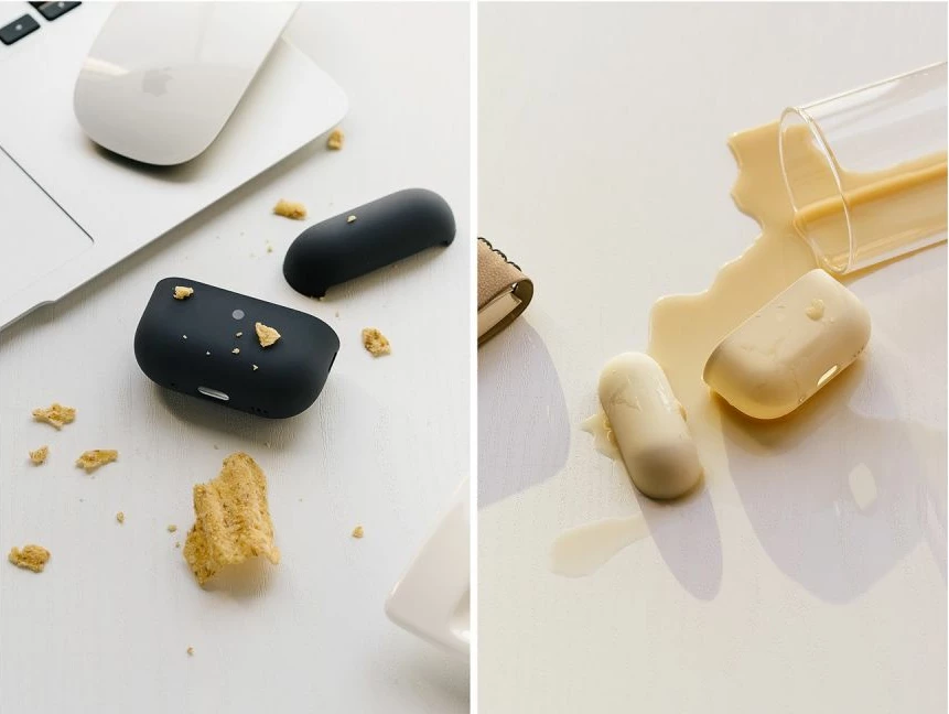 Ovitek za AirPods Pro/Pro 2 Ringke, silikonski, temno moder, z karabinom