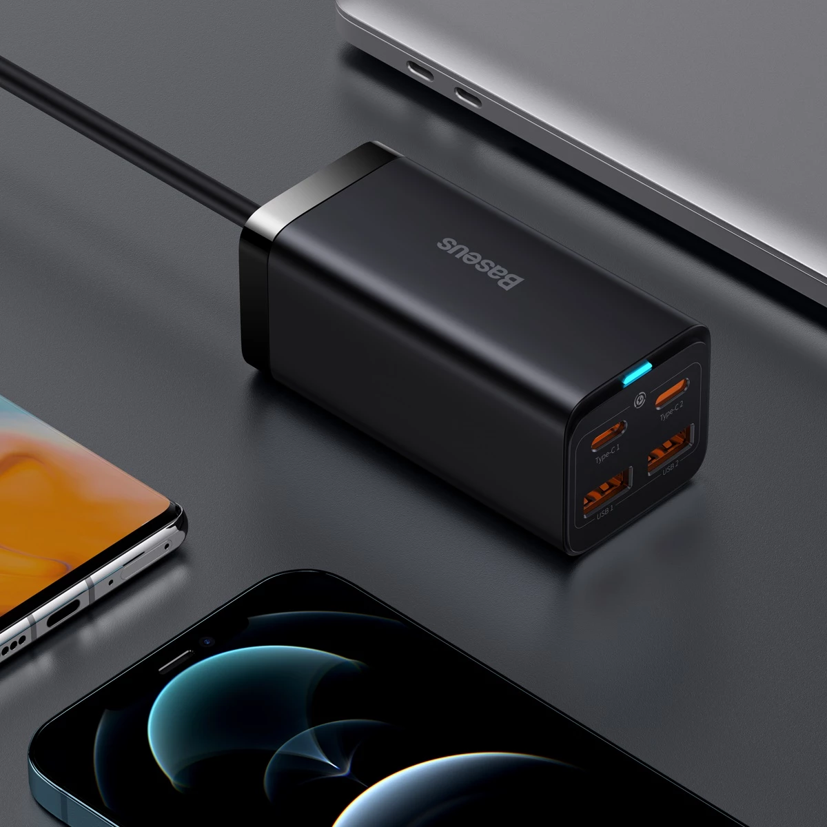 Univerzalni polnilec Baseus GaN3 Pro, 100 W, 2x USB-C, 2x USB-A, črn