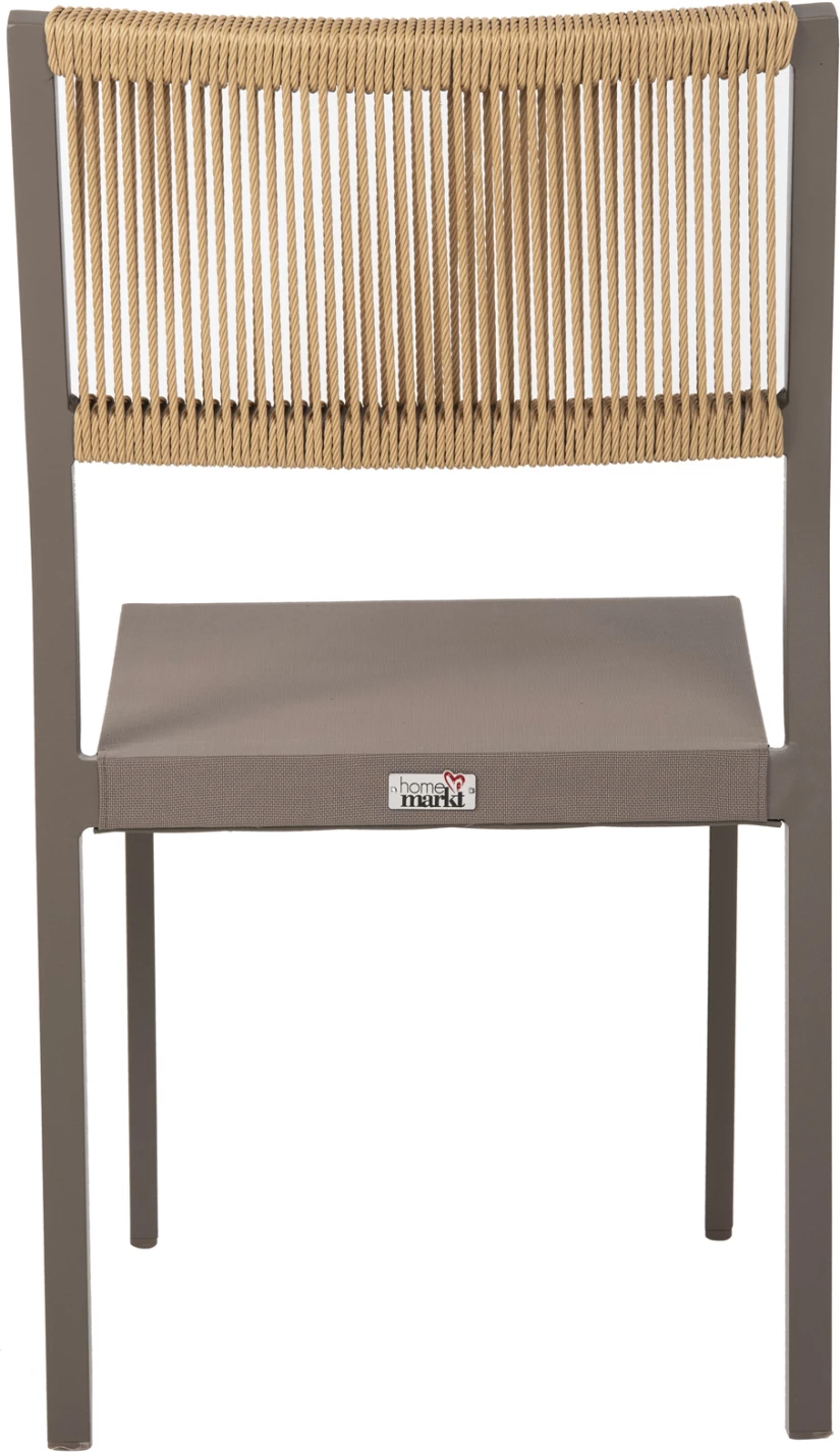 Aluminijasti stol FH5921.03 s šampanjskim okvirjem in tekstilom s sintetičnim ratanom v bež barvi 46x55,5x83H cm