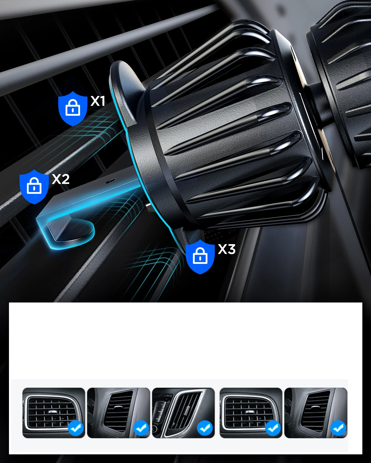 Magnetni avto nosilec za iPhone, MagSafe, črn Joyroom JR-ZS355