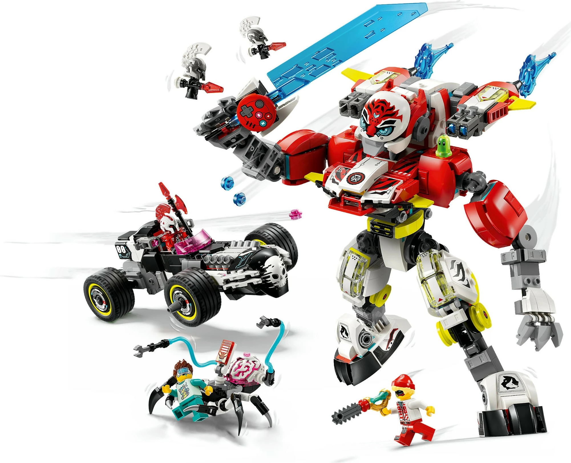 Set za gradnjo Cooper Tiger-Mech & Zero Hot Rod, LEGO DREAMZzz 71497, 1006 kosov, večbarven