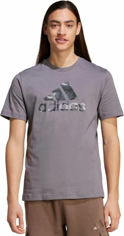 Majica s potiskom kamuflaže adidas, moška, siva