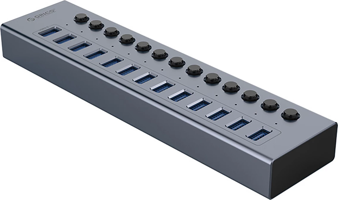 Hub z 13 USB-A 3.0 in stikali Orico BT2U3-13AB, siva