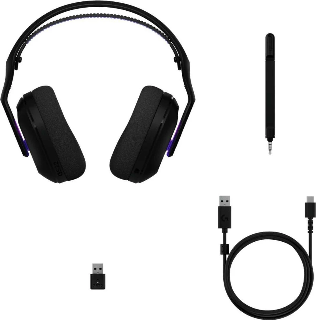 Brezžične slušalke Logitech G522, Bluetooth 5.3, mikrofon, črne