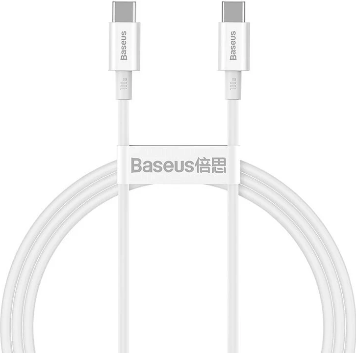 USB-C na USB-C kabel Superior, Baseus, 1 m, 100 W, bel