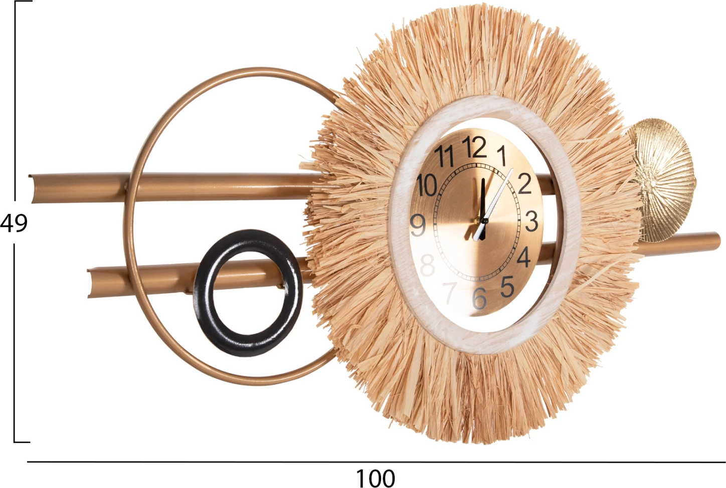 Stenska ura FH4200 kovina in rafija vlakna v zemeljskih tonih 100x49Hcm