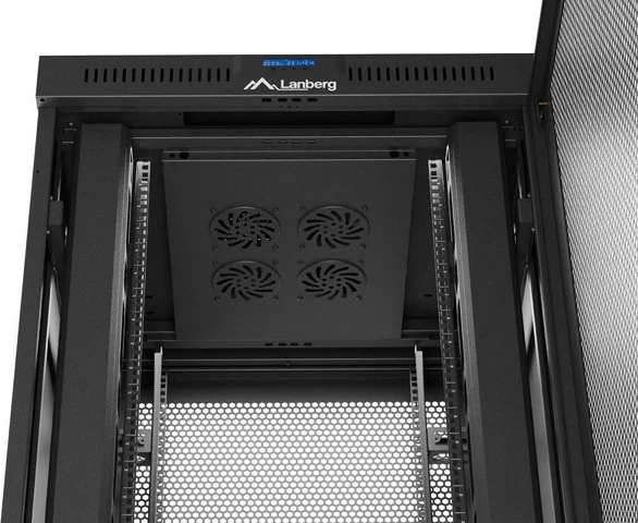 Računalniško ohišje rack 19" 47U 800x800 z perforiranimi vrati in LCD, LANBERG, črno