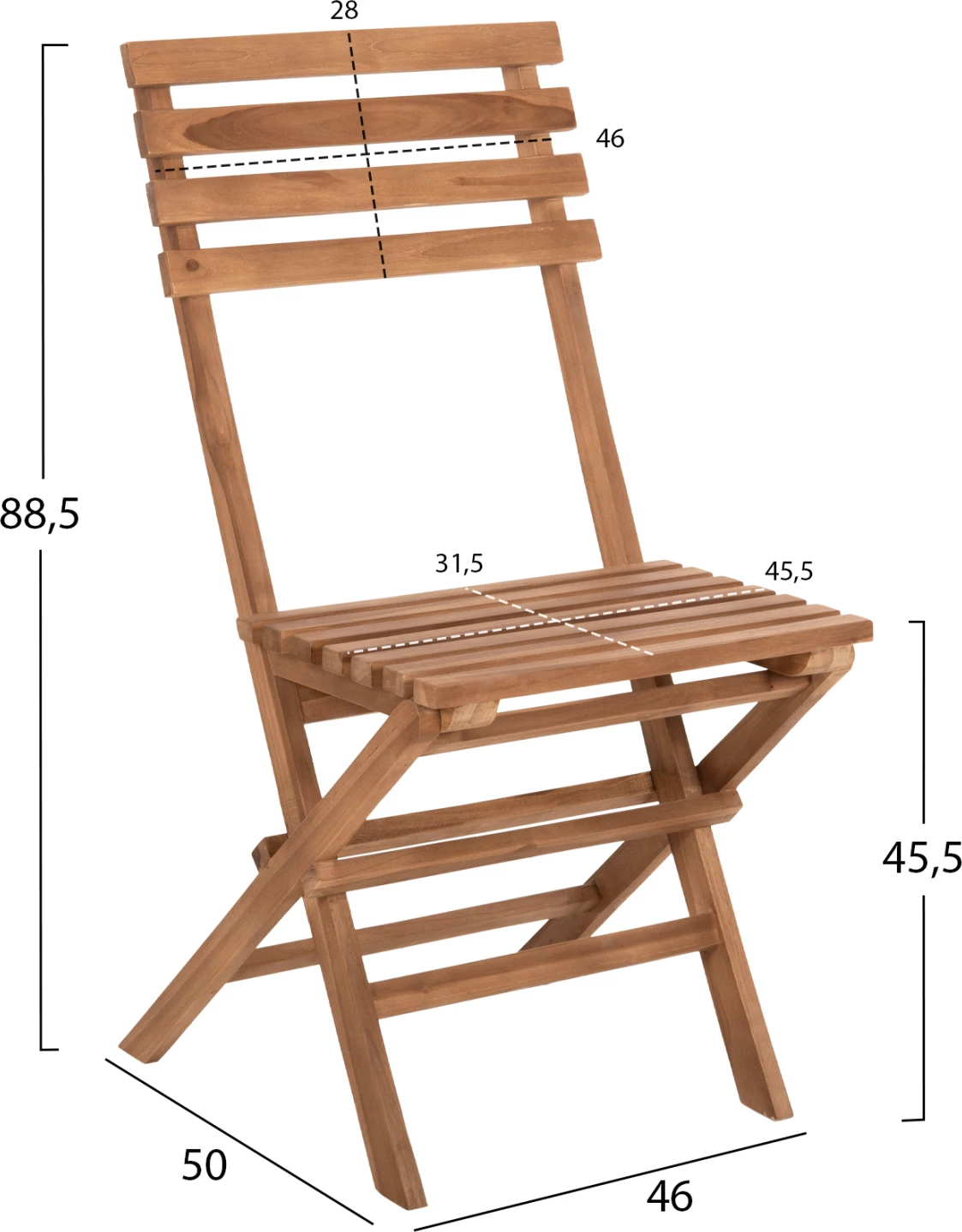 Jedilni set na prostem 3 kosi KENDYR FH9907 masiven tikov les-naravno 46x50x88,5H