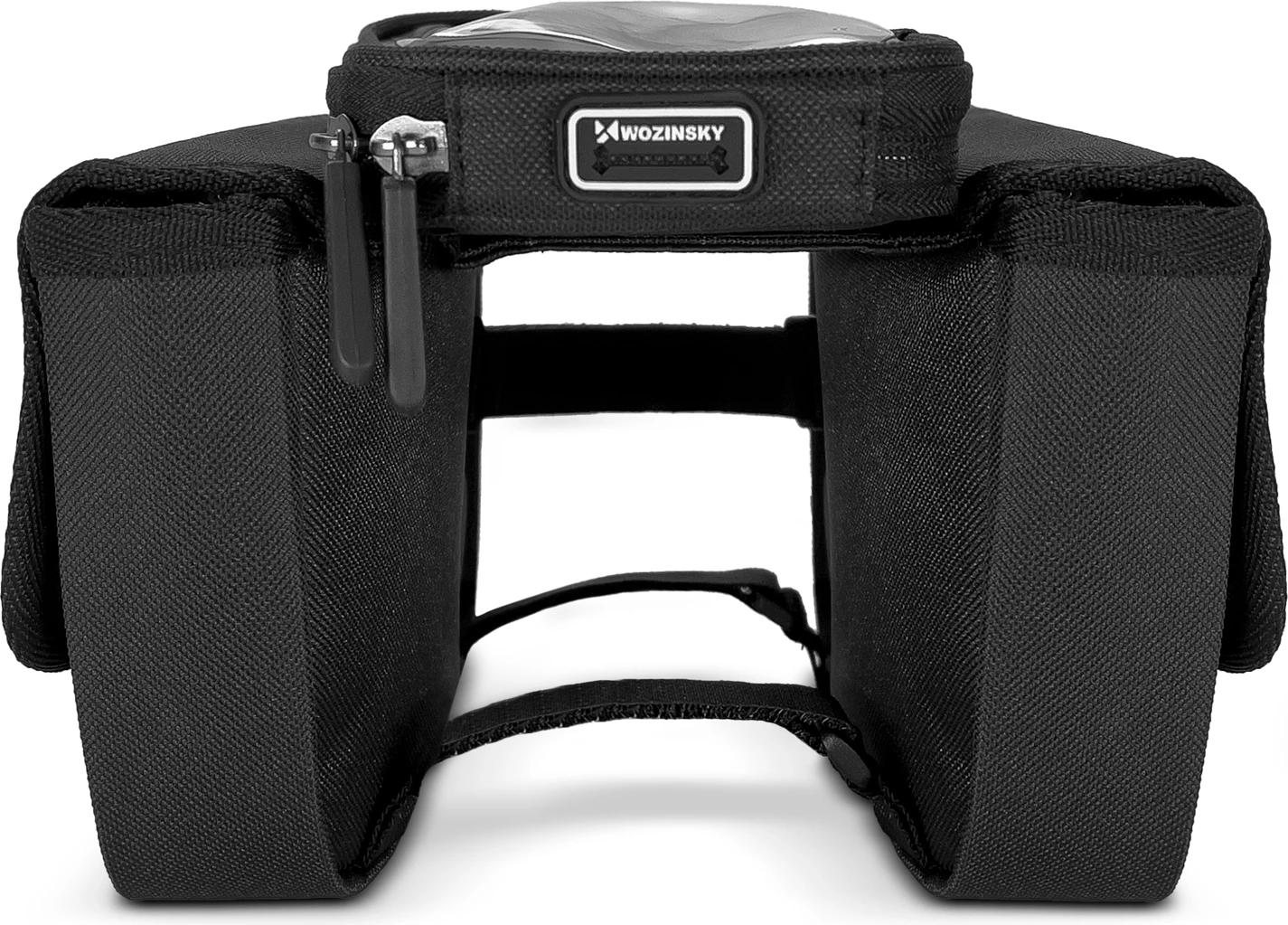 Torba za okvir kolesa Wozinsky WBB26BK, 1,5 L, črna, z ovitkom za telefon