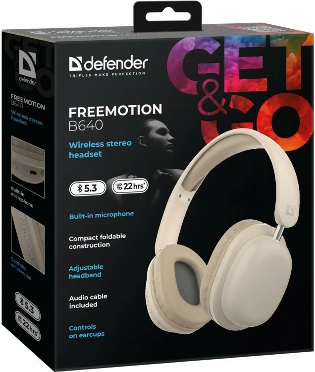 Brezžične slušalke FreeMotion B640 Defender, Bluetooth 5.3, stereo, bež