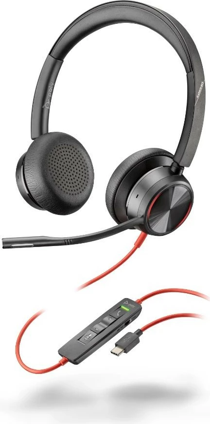 Profesionalne slušalke POLY Blackwire 8225, stereo, USB-C/USB-A, z mikrofonom, črno-oranžne