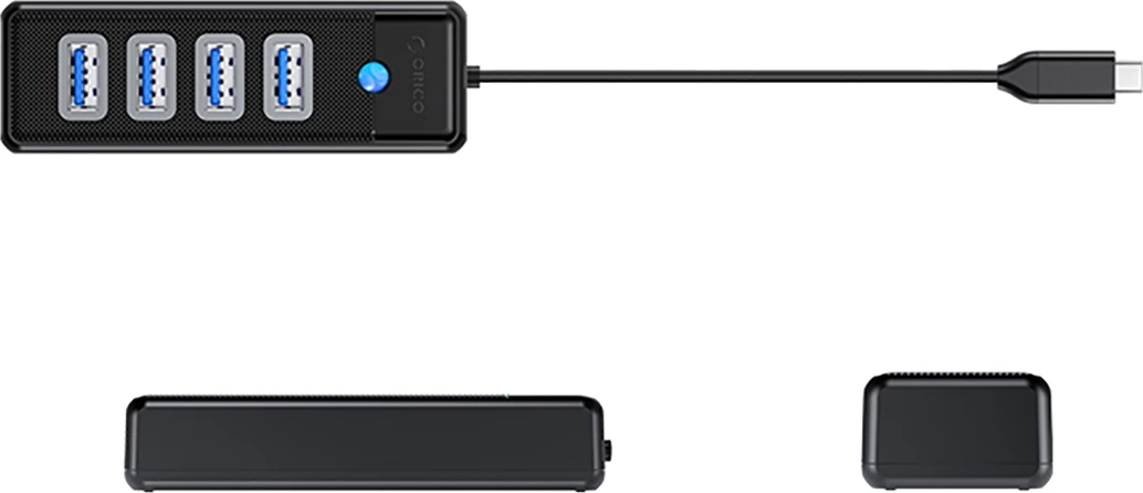 USB hub 4x USB-A 3.0, USB-C, črn Orico PW4U-C3