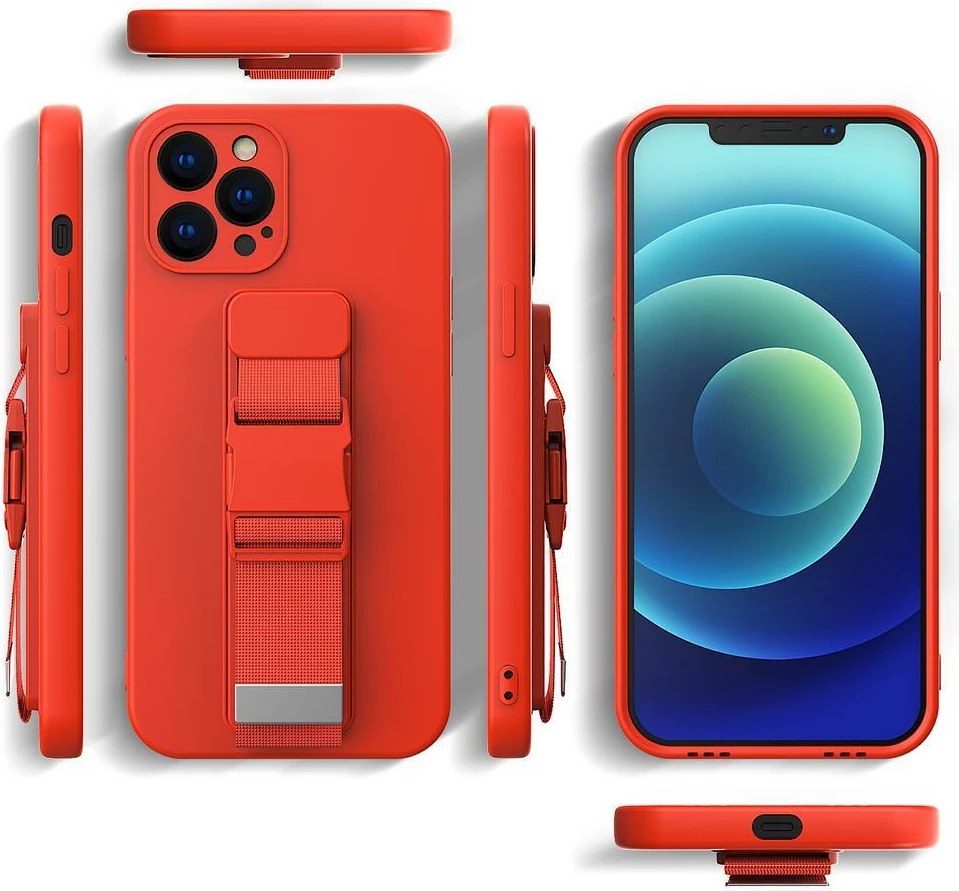 Silikonski ovitek z vrvico Hurtel Rope Case za Samsung Galaxy S22, rdeč