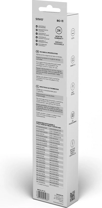 Telekomanda Savio RC-11, črna