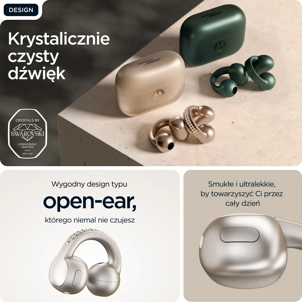 Brezžične slušalke z zanko za uho Motorola moto buds loop, bež