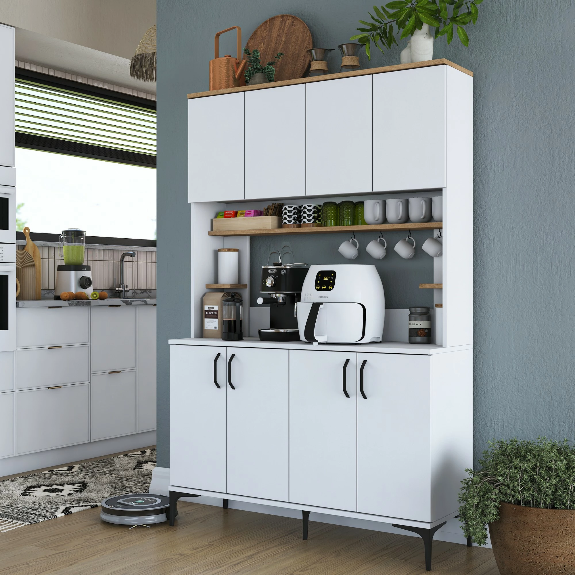 Multifunkcijski omarica Hanah Home JE176 - 3291, bela in oreškasta