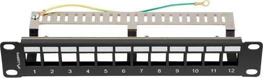Patch panel 12 vrat, 1U, 10", črn LANBERG