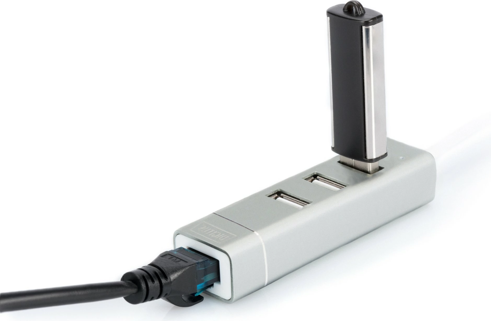 USB razširitveni hub, 3 vrata, Ethernet, alumin - Digitus