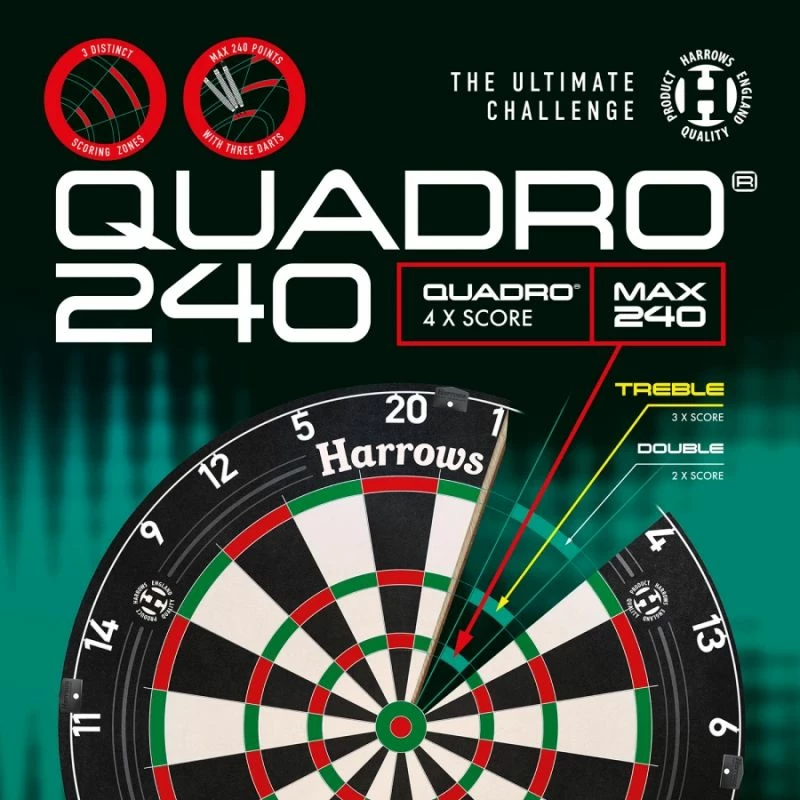 Dart tarča Harrows Quadro 240, večbarvna