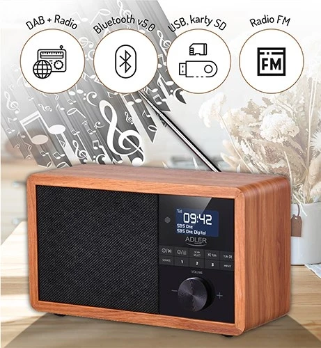Digitalni prenosni radio Adler AD 1184, rjav, črn