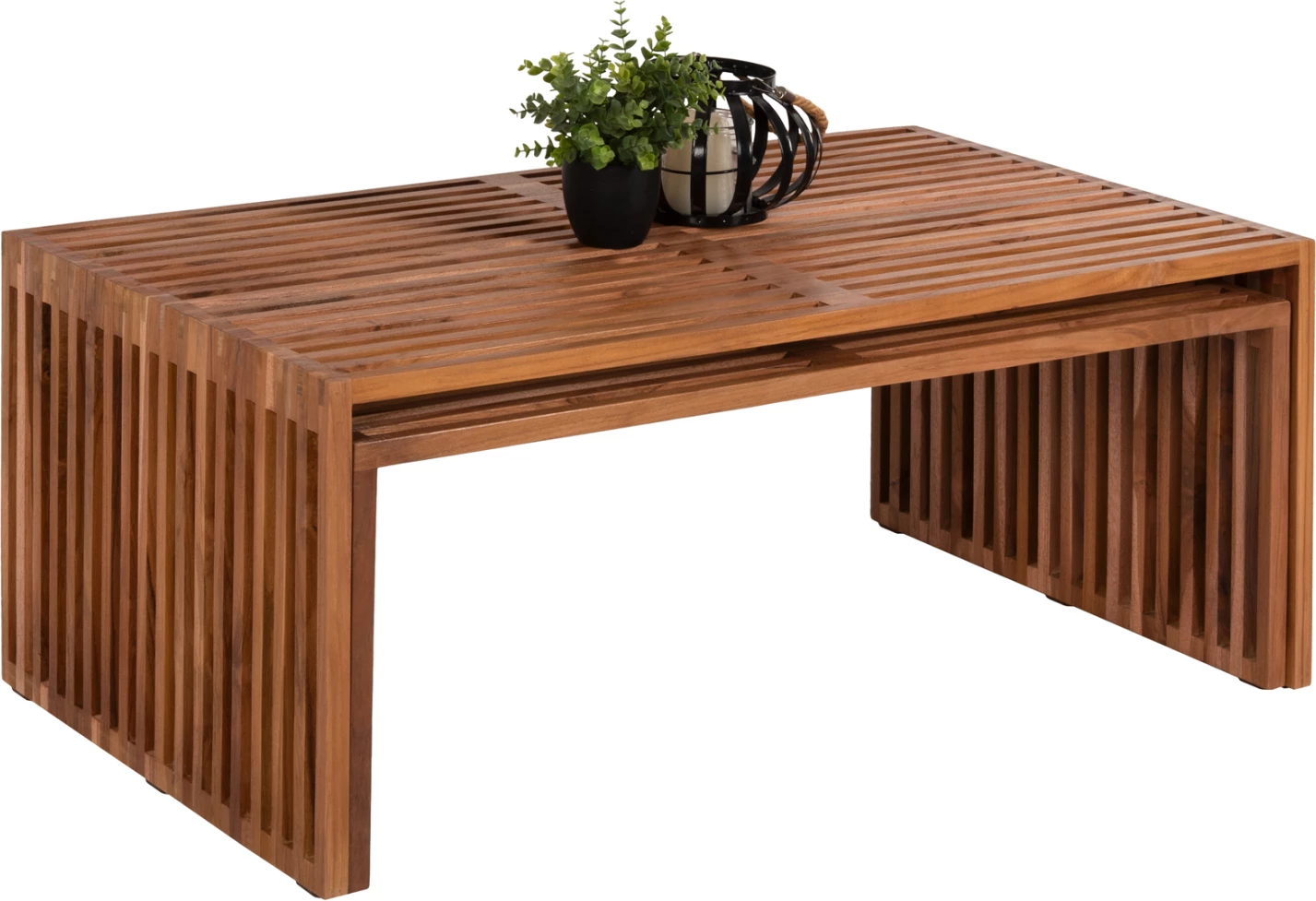 Set dveh klubske mizice NYA FH9548 iz tikovine v naravni barvi 116x60x46,5Hcm