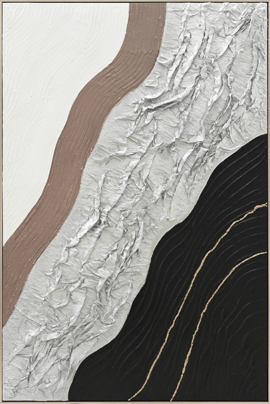 Stenska slika abstraktna FH4553.02 bež PS okvir-platno-ročno izdelana 82x4.5x122H cm