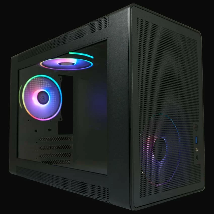 Micro Tower ohišje z kaljenim steklom in RGB, LC-Power LC-716MB-ON, micro ATX/Mini-ITX, črno