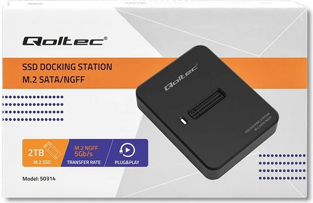 Postaja za dokiranje za SSD M.2 SATA Qoltec 50314, USB 3.1, črna