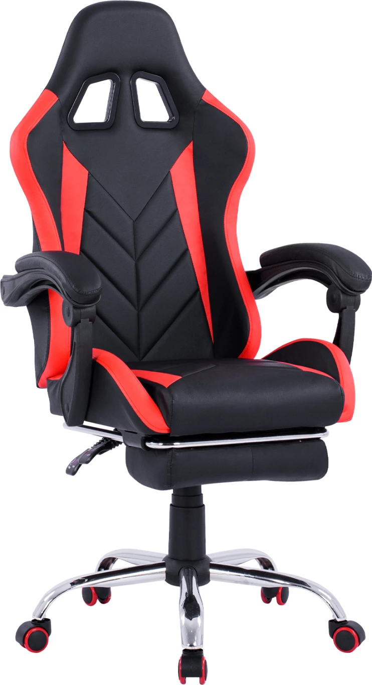 Gaming stol z nastavljivim naslonom in oporo za noge RUTT FH1156.01, črno-rdeč