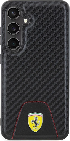 Ovitek Ferrari Carbon Stitched Bottom za Samsung Galaxy S24, črn