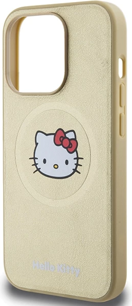 Ovitek z motivom Hello Kitty, umetno usnje, MagSafe za iPhone 13 Pro Max, zlata