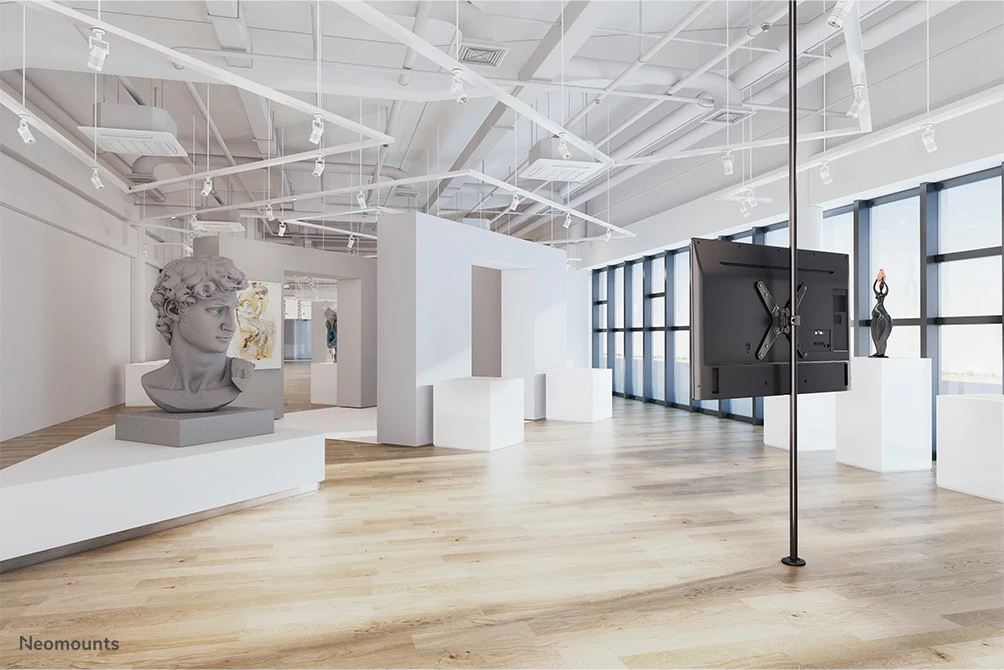 Stenski nosilec za TV Neomounts FL40-430BL14, montaža na drog, 32–55 palcev, jeklo, črn