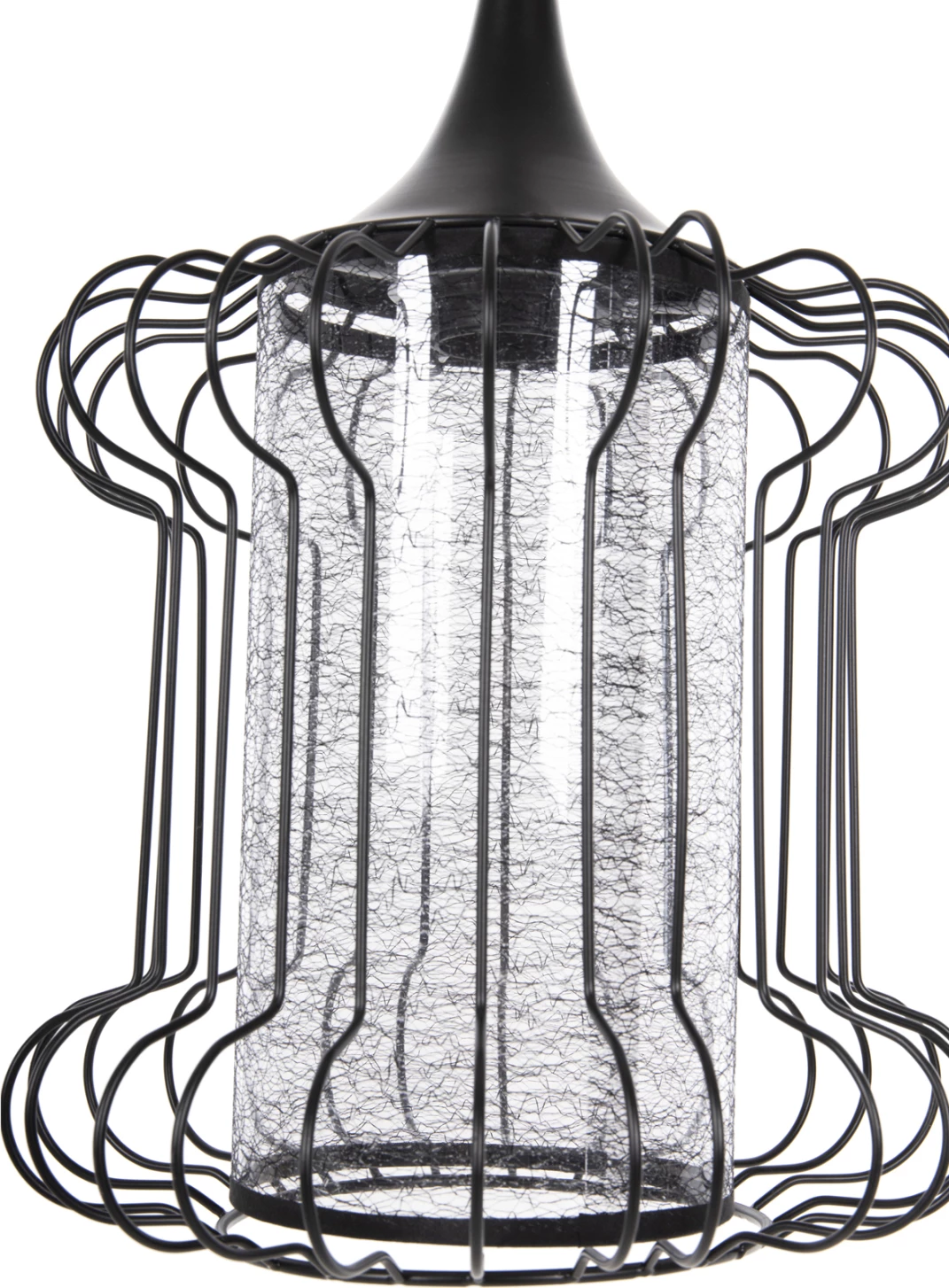 Stropna viseča svetilka FH4087 črna kovina-bela tkanina Φ24x130Hcm