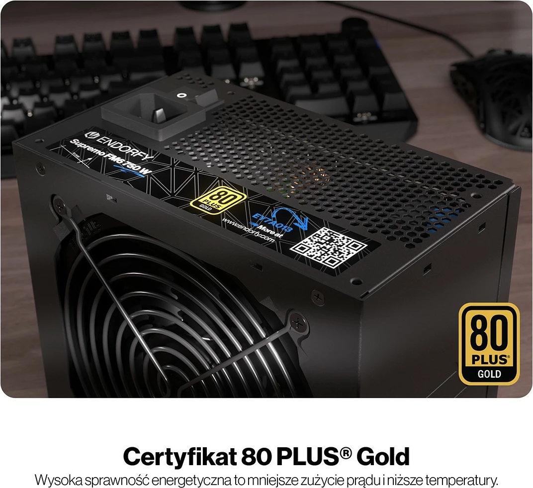 Napajalnik 750W, 80 PLUS Gold, modularen, črn Endorfy Supremo FM6