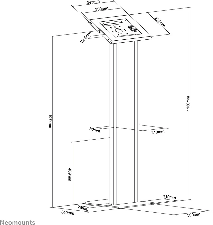 Stojalo za tablico Neomounts, 27,9 cm (11"), 24,6 cm (9,7"), belo, jeklo