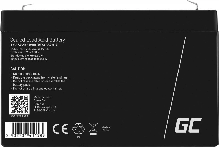 Baterija Green Cell AGM12, upravljanje na daljavo, 6V