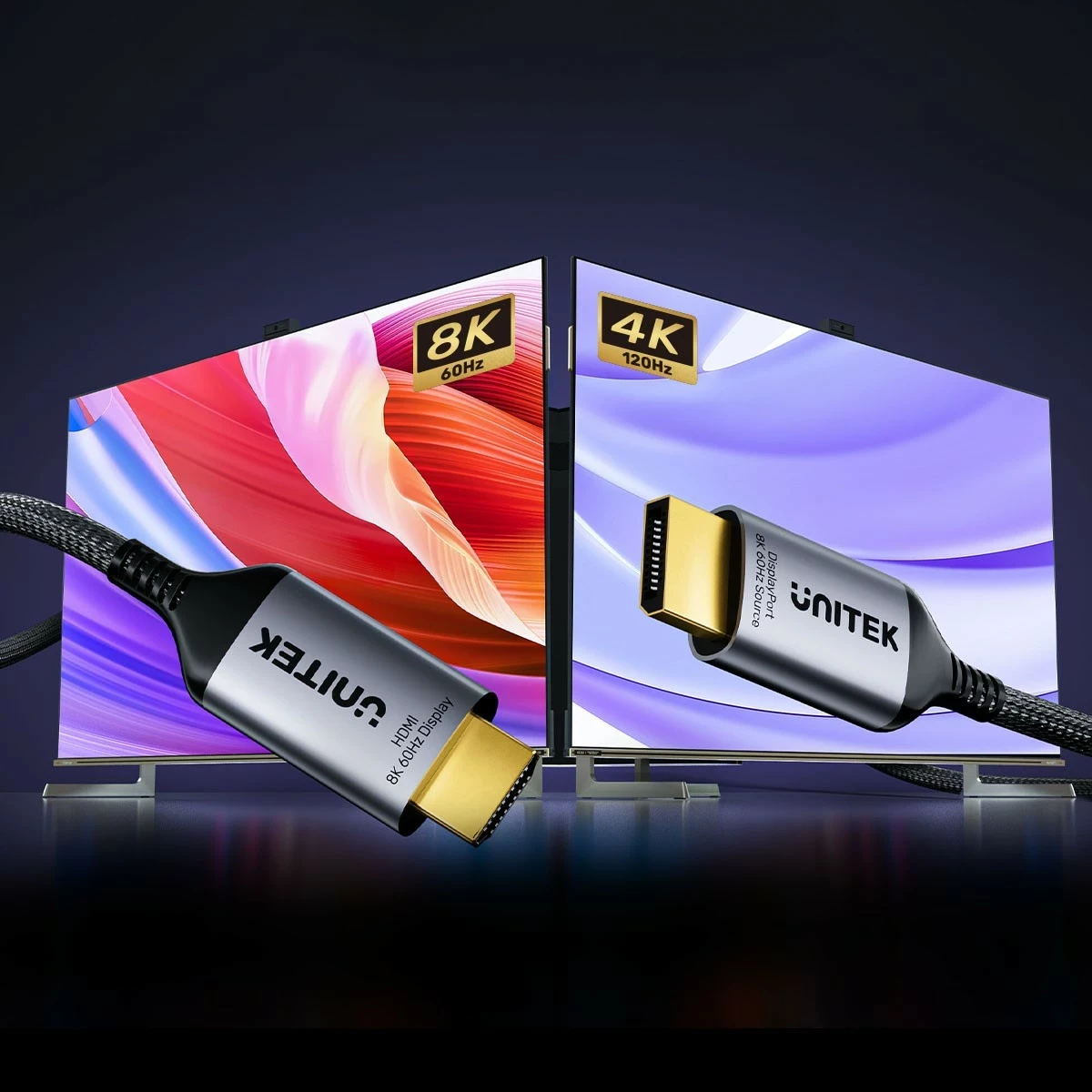 Adapter kabel DisplayPort 1.4 na HDMI 2.1, 8K, 1,8 m, črno-srebrn — Unitek