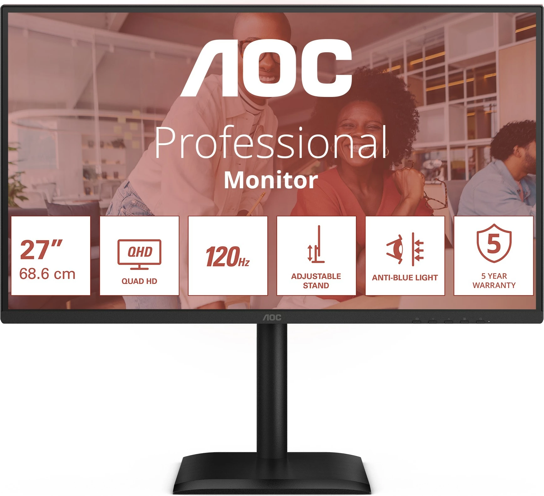 Monitor 27" (68,6 cm) Q27E4CV, HDMI+DP+USB-C, črn, AOC