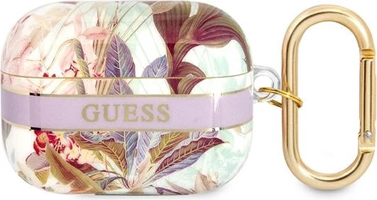 Ovitek za Apple AirPods Pro, Flower Strap Collection, Guess GUAPHHFLU, vijoličen