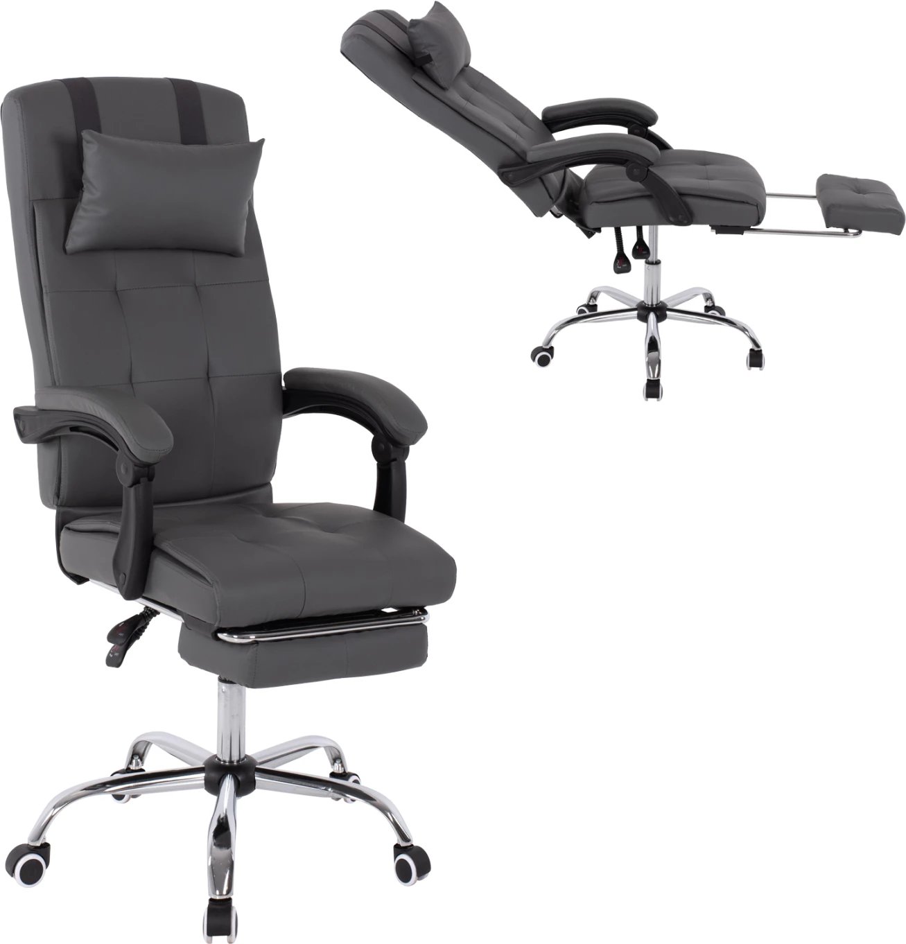 Izvršni pisarniški stol FH1057.20 siv z zložljivim naslonom za noge 58x71x128Hcm