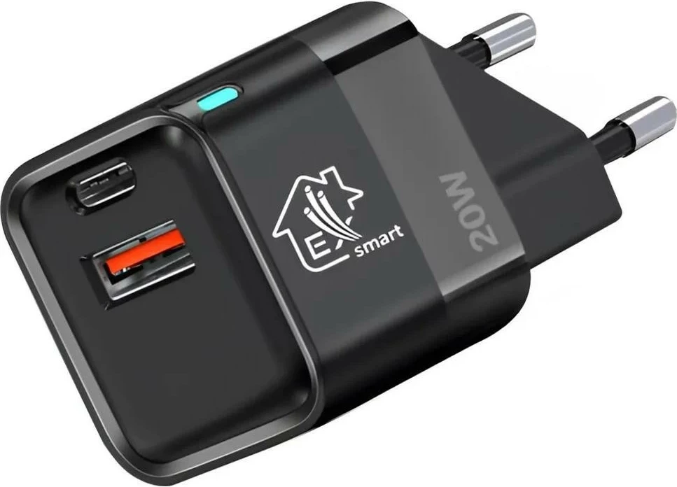 Omrežni polnilec 20W, USB-C + USB-A Extralink Smart Life, črn