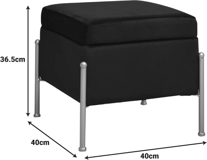 Tabure-trunk iz žameta, črn Panton, 40x40x36,5 cm