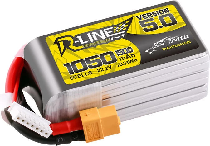 LiPo baterija Tattu R-Line 5.0, 1050 mAh, 22,2 V, 6S, 150C, XT60