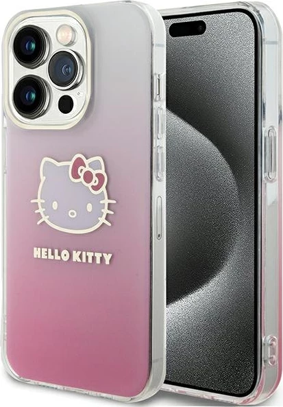 Ovitek z motivom Hello Kitty IML Gradient Electrop Kitty Head za iPhone 13 Pro Max, roza