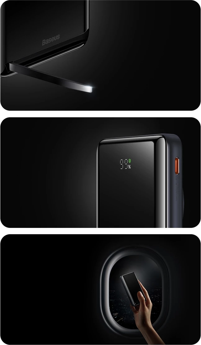Powerbank Baseus Magnetic Bracket PPCX000203, 10000 mAh, MagSafe, 20 W, z USB-C kablom 0,5 m, temno modra