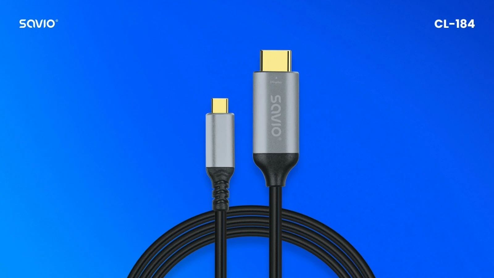 Kabel USB-C na HDMI, 3 m, siv Savio CL-184