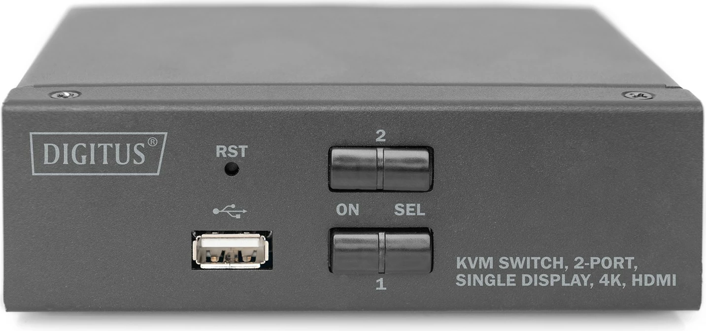 KVM stikalo DIGITUS DS-12870, 2 vhoda, HDMI, 4K, metalno