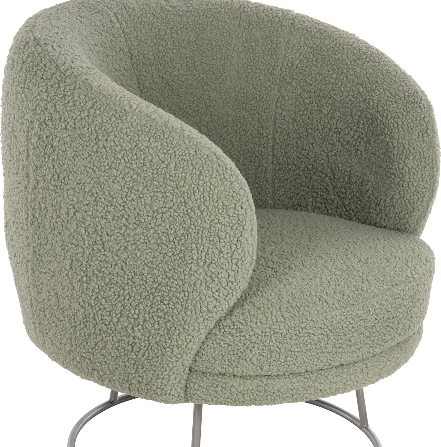 Fotelj ARIEN FH8403.27 iz boucle tkanine v pistacija zeleni barvi-srebrna kovinska osnova 78x75x84Hcm