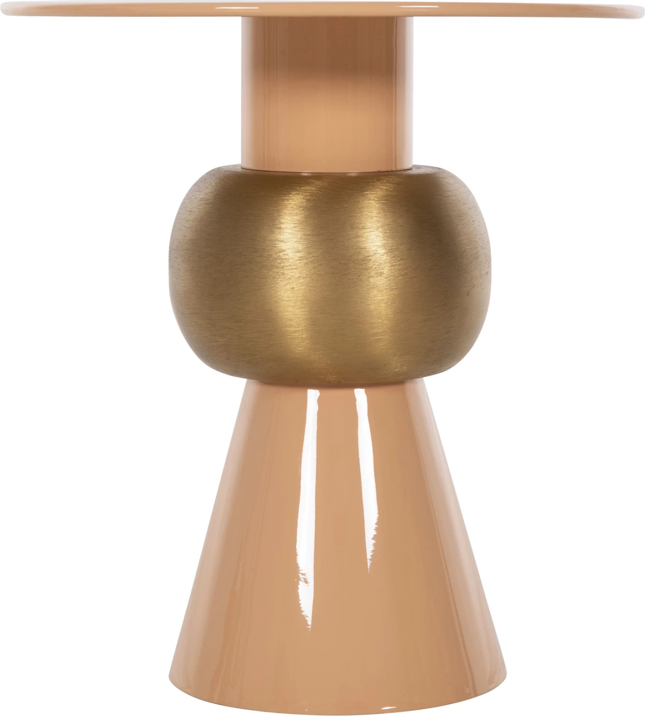 Pomožna miza PATNA FH4235.08 kovinska v topli roza (losos)-zlati barvi Φ40,5x43Hcm